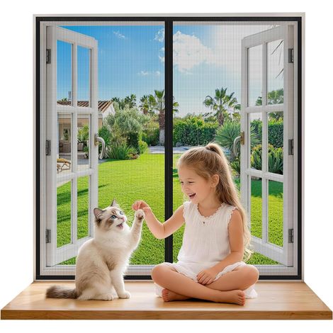Moustiquaire Fenêtre Zippée 80x150 cm, Rideau Anti-Moustique Noir, Fermeture Éclair, Sans Perçage, Pour Fenêtres et Portes de Balcon, Chambre, Idéal Familles Enfants et Animaux (1/4)