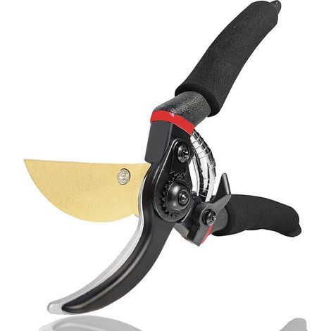 Gartenschere mit geraden Klingen aus Stahl und Titan, Blumenschere, Bypass-Schnitt, für trockenes Holz, ergonomische Griffe (1/5)
