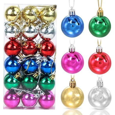 Bunte Weihnachtskugeln, 36 Stück, Kunststoff, 3 cm, Weihnachtsbaumschmuck, Set für Partys, Weihnachtsdekoration (1/5)