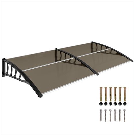 Store banne Auvent de porte 200 x 96cm polycarbonate marron (1/5)