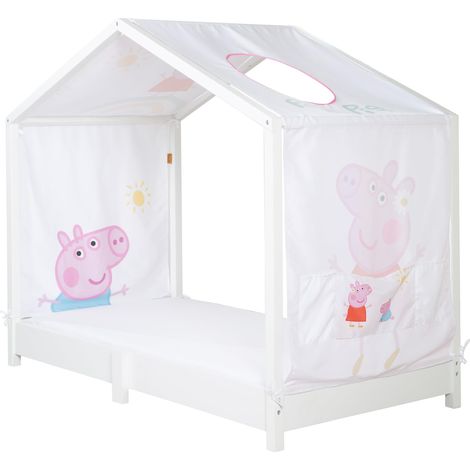 roba Copertura per Letti Montessori 70 x 140 cm con Design Peppa Pig - Accessorio Adatto per trasformare Il Letto in Un baldacchino - con 3 Tasche portaoggetti e Finestra sul Tetto (1/5)