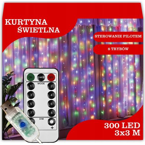 LED-Lichtervorhang 3x3 Bunte Weihnachtsbaumbeleuchtung