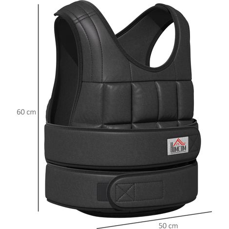 Gilet de musculation lesté réglable 30 kg, 35 poches de poids, métal Oxford, noir, 60x50 cm pour entraînement de force (1/5)