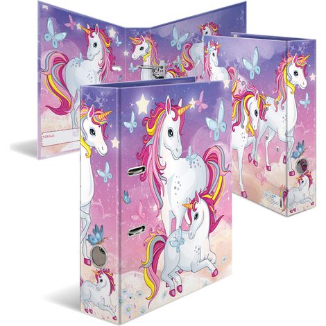 HERMA Archivador de palanca con diseño de animales de jardín de infancia con diseño de unicornio, tamaño A4, lomo de 70 mm, con impresión interior, 1 carpeta (1/5)