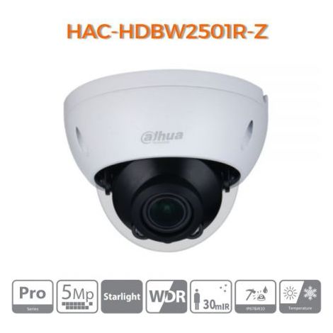 Dahua Dome tecamera 5MP Starlight HDCVI IR 2.7-13.5mm - HAC-HDBW2501R-Z