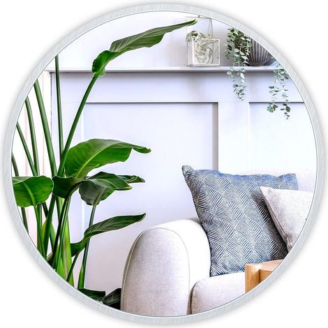 Miroir Mural Suspendu, Miroir Rond en Verre HD pour décorer, Salle de Bain, Salon Chambre ,40x40cm (1/5)