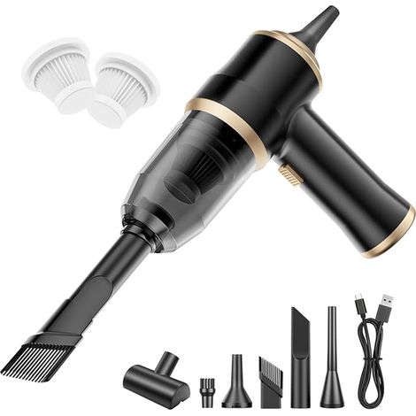 Portable Car Vacuum Cordless Mini Handheld Vacuums Cleaner with Multi-Nozzles, Hand held Cleaners for Car, Home, Office, Sofa, Pet Hair,Keyboard (1/4)