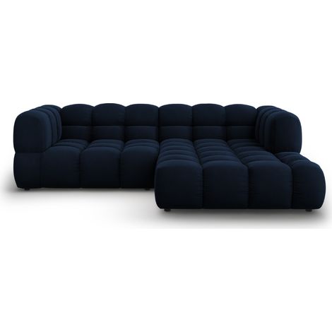 Canapé d'angle droit modulable 3 places en velours bleu roi (1/5)