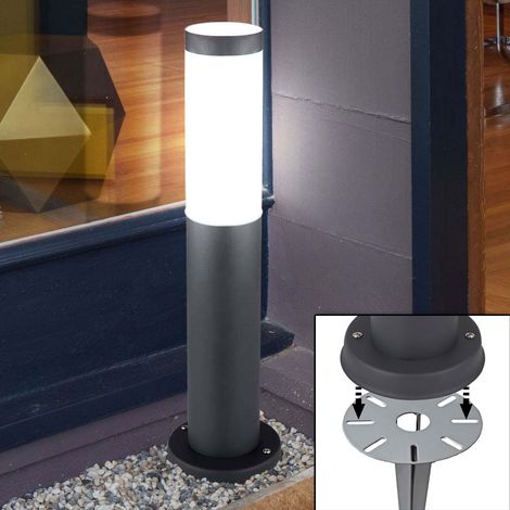 Etc-Shop – Lampadaire d'extérieur en acier inoxydable – Hauteur 45 cm – IP44 pour extérieur – Culot E27 – Ampoule LED incluse – Blanc chaud 320 lumens