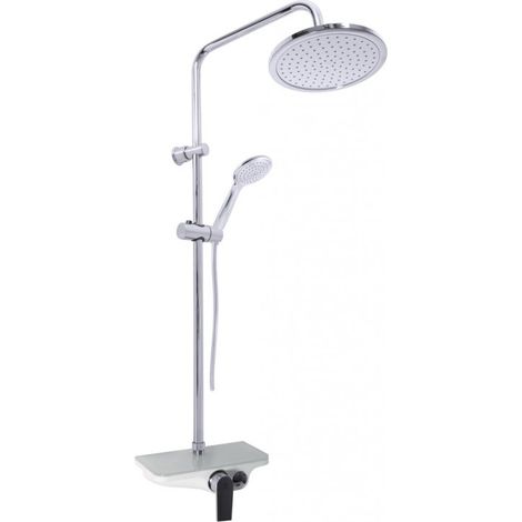 Colonne de douche MURRAY avec étagère en solid surface blanc H. 104 cm (1/4)