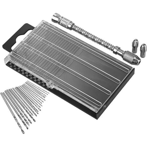 Jeu de 21 mini forets hélicoïdaux de 0,3 à 1,6 mm en acier rapide (HSS) pour bijoux. (1/5)