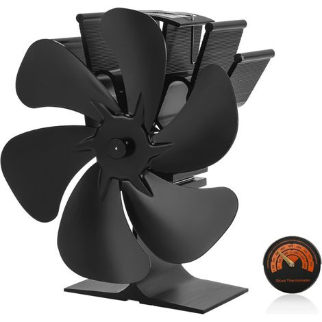 Randaco Ventilateur De Poêle À Bois Double Tête 6 Pales, Mini Ventilateur De Cheminée, Ventilateur De Four Pour Chauffage À Bois