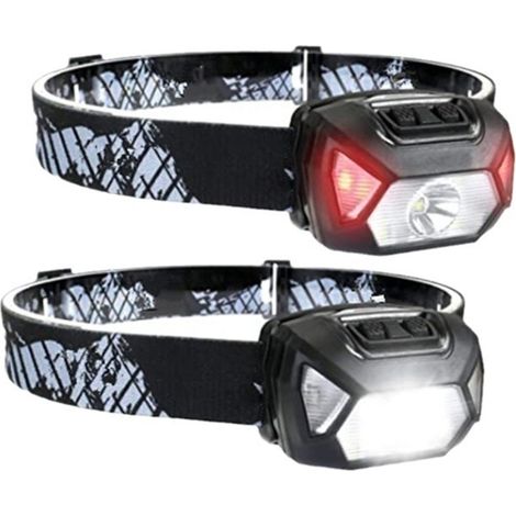 Leistungsstarke, wiederaufladbare LED-Stirnlampe, D500 USB-LED-Stirnlampe, 2000 Lux, weißes und rotes Licht, 6 Leuchtmodi, IPX6 wasserdicht für Radfahren, Camping, Wandern und Heimwerkerprojekte – 2er