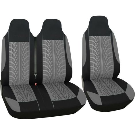 Komplettset 2+1 Sitzbezüge/Überzüge für Bus/Van mit Profilmuster - Textil - Grau und Schwarz - 5-teilig