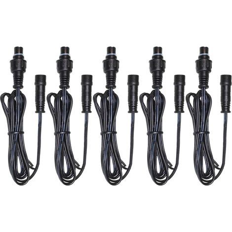 5er-Pack 1 m lange 2-polige Beleuchtungsverlängerungskabel mit Stecker und Buchse, IP67 wasserdicht für Terrassenbeleuchtung (1/5)