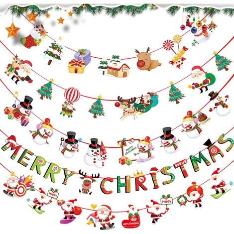 5 Different Pieces Christmas Garland Banner, Christmas Garland Banner, Hanging Paper Christmas Garland, Christmas Garland Banner, Christmas Pennant Banner, for Christmas (1/5)