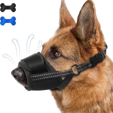 Muselière respirante en Nylon réglable pour Chiens (L, Noir), Réglage Rapide de la Muselière, Museliere Anti-Aboiements et Anti-Morsures (1/4)