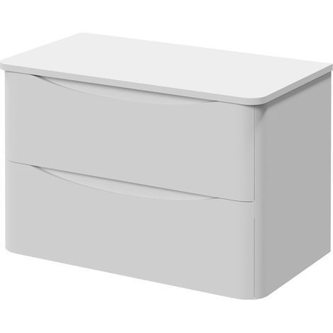 Vela Satin White 800mm Wall Mounted 2 Drawer Vanity Unit for Countertop Basins