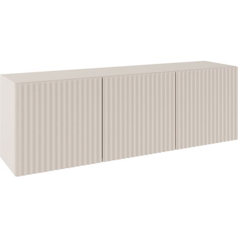 Selsey Sunds – TV-Lowboard mit geriffelten Lamellenfronten, 3-türig, Kaschmirbeige, 150 cm