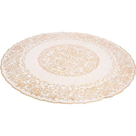 Nappe ronde en PVC doré à motifs, imperméable, résistante à l'huile et aux taches, facile à nettoyer, décorative pour la maison (1/5)