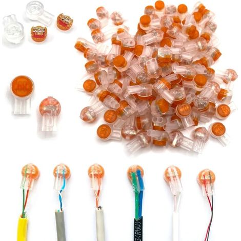 UY2 K2 Pack of 100 Waterproof Gel-Filled IDC Network Cable Connectors, Double Blade Moisture-Resistant 2-Port Gel Crimp Connectors for Telephone Cable - Crimp Extensions (1/5)