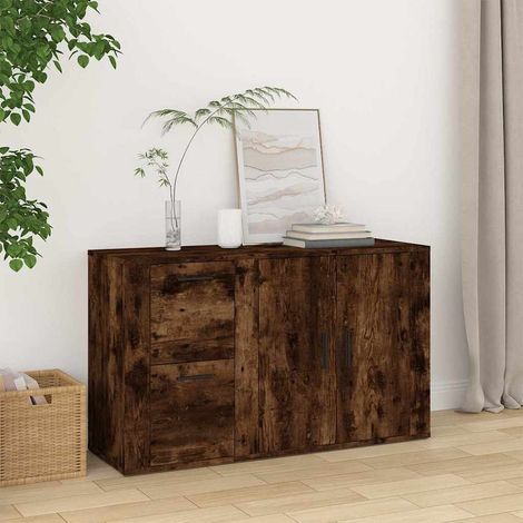 vidaXL Sideboard Smoked Oak 100x33x59,5 cm Engineered Wood (1/5)