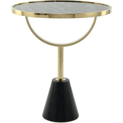 Tavolino da salotto Rocio 100 in vetro marmorizzato nero e oro (1/3)