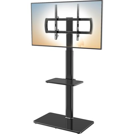 Support Pied TV Universel Pivotant à 80 degrés pour la Plupart des Téléviseurs LCD LED OLED de 27 à 65", Hauteur réglable, Meuble TV sur Pied étagères pour Coin et Chambre à (1/5)