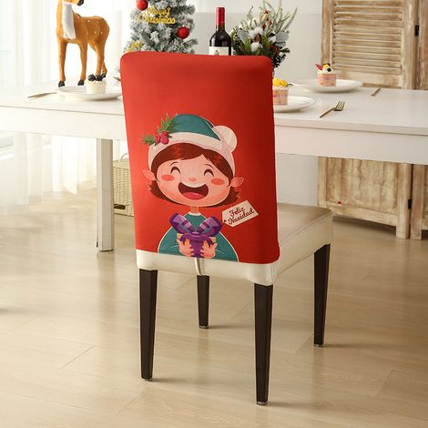 Housse de dossier de chaise de Noël, housse de chaise de salle à manger à imprimé dessin animé créatif, fabricant et vente en gros de housses de chaises décoratives pour les fêtes, image six, 49 x 58