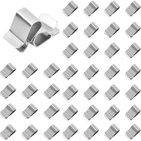 40 Pièces Clip en Acier Inoxydable, Pince de Serrage en Acier Inoxydable Collier de Serrage Echappement pour Grille Solaires Photovoltaïques Panneau 21 x 12 mm Ton Argenté (1/5)