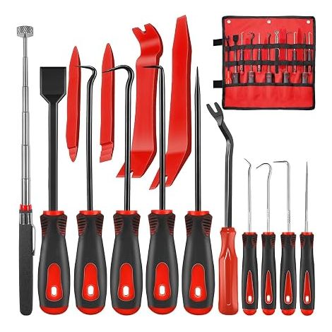 15 Pcs Carbon Steel Precision Hooks with Scraper and Magnetic Telescopic Tools for Removing Automotive Electronics Maintenance Pipe (1/5)