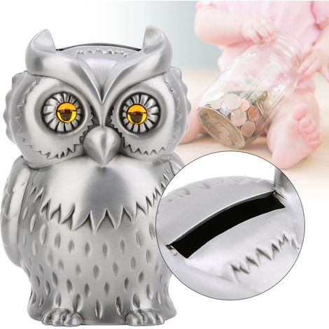 Tirelire en métal en forme de hibou, faite à la main, boîte à monnaie, décoration intérieure, cadeau (1/5)