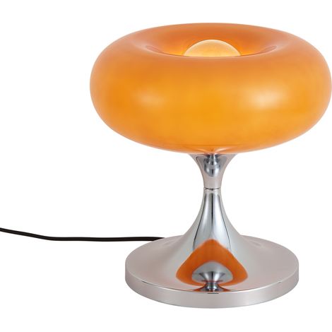 QAZQA Retro Table Lamp Chrome with Orange Glass Shade 31cm - (1/5)