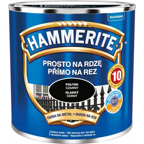 Peinture métal Hammerite Straight to Rust Noir brillant 0,25 L
