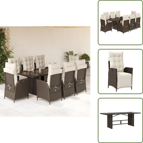 Cuscini da seduta - vidaXL Set da Pranzo da Giardino 9pz con Cuscini Marrone in Polyrattan - Cuscini da schienale