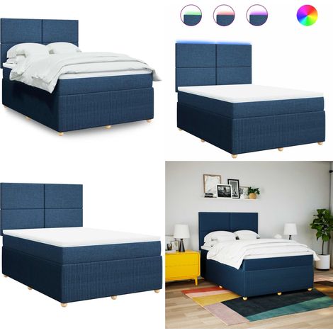 vidaXL Sommier à lattes de lit avec matelas Bleu 140x190 cm Tissu (1/5)