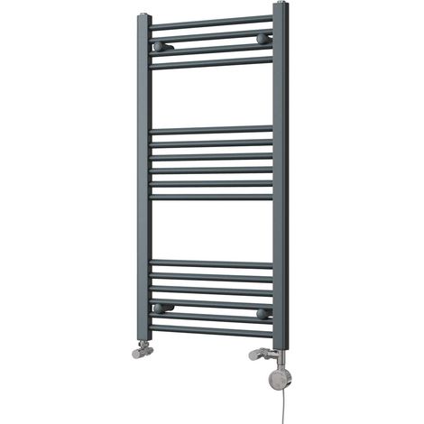 Zennor - Anthracite Dual Fuel Towel Rail H1000mm x W500mm Thermostatic - Straight (1/3)