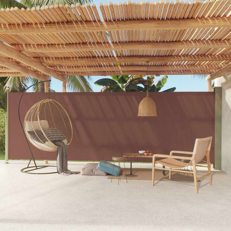 Auvent latéral Store Banne Solaire abri Marquise Brise-soleil rétractable de patio 180x600 cm Marron LKOWF62100 (1/5)