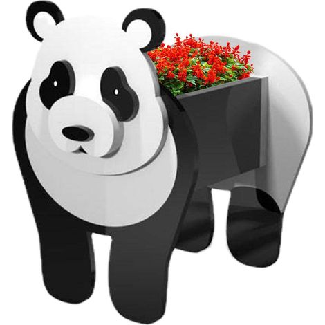 Jardinière d'animaux 34x24cm en PVC, Pot de plante mignon Unique pour petites fleurs succulentes Panda (1/4)