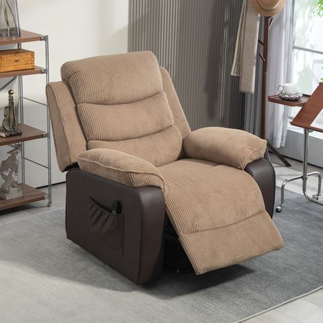 Sillón Relax Reclinable Eléctrico Levanta Personas con Mando a Distancia Puerto USB y Bolsillos Laterales Marrón (1/5)