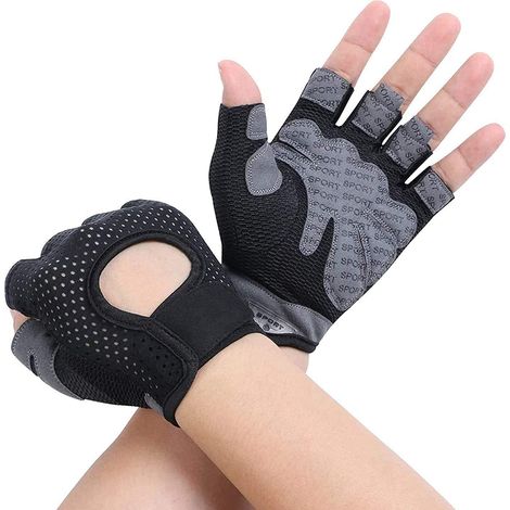Dumbbell Exercise Half Finger Gloves - Black L (1/5)