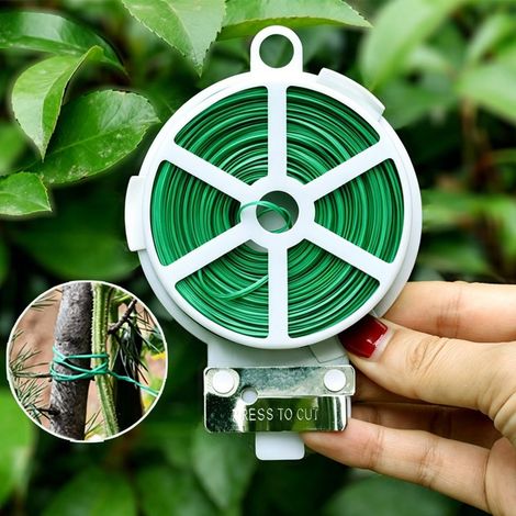 Attaches de jardin de 50 mètres (fil gainé de plastique) — Liens en fil de fer, corde de fixation pour rosiers grimpants et plantes volubiles, colliers de serrage : l'outil ultime pour atta (1/5)