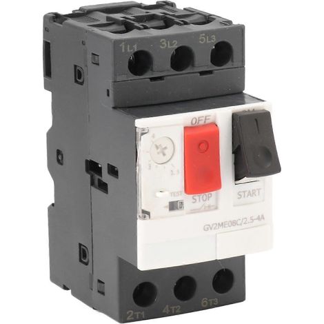 Disjoncteur électrique avec protection contre le démarrage/l'arrêt du moteur, montage sur rail de guidage de 35 mm, 2,5–4 A