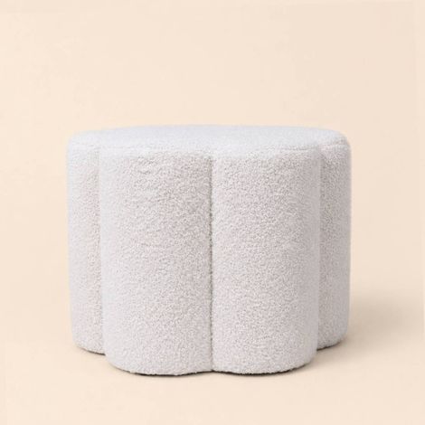 Pouf bouclette fleur blanc 37xh30cm (1/5)