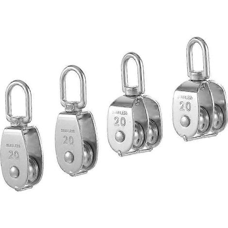 Poulie simple M20 pour grues, acier inoxydable 304, crochet rotatif, poulie double, chargement par rouleaux. (1/5)