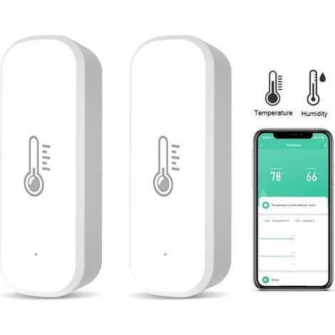 Lot de 2 Zigbee Thermomètres Hygromètre avec enregistrement d'application, rappel de batterie faible, capteur intelligent fonctionne avec , Google Home (1/5)