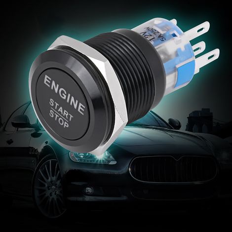 Interrupteur de démarrage automobile 19 mm avec voyant blanc 12 V (inscription Mercedes-Benz) (alliage zinc-aluminium noir) (1/5)