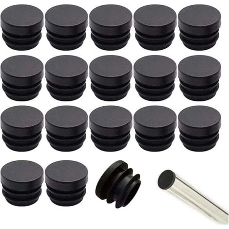 Protectores de patas de silla negros de 16 mm, 32 unidades, redondos, de plástico - KZQ