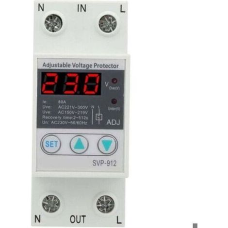 Régulateur De Tension 230v, Contre Les Surtensions Relais De Protection De Récupération Réglable Voltmètre Svp-912(63a)