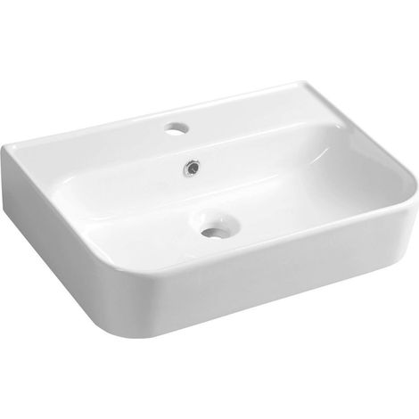 Sapho Isvea - Lavabo Sistema U, 55x38 cm, con 1 foro per miscelatore, bianco 10PL53055